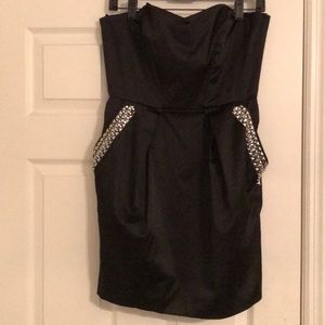BCBgeneration strapless dress w/ studded pockets